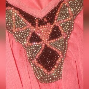 Express Coral Beaded Top